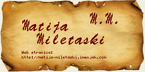 Matija Miletaški vizit kartica